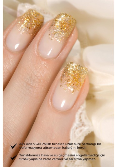 Alix Avien Uv Kalıcı Sarı Simli Jel Oje 21 Gel Polish 12 Ml