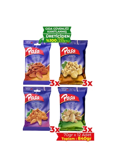 Paşa Karışık Kuruyemiş 12 x 70 G