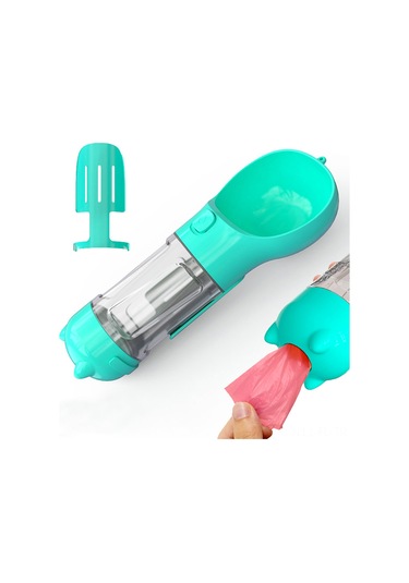 Lemestar Köpek Seyahat Su Fincanı - 300ml Multifonksiyonlu Pet İçme Aleti Ve Koku Temizleyici Seti Mavi