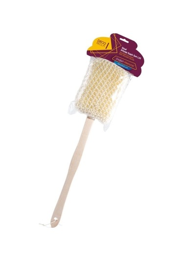 Omak Deco Bella Ahşap Saplı Sırt Banyo Lifi Bej