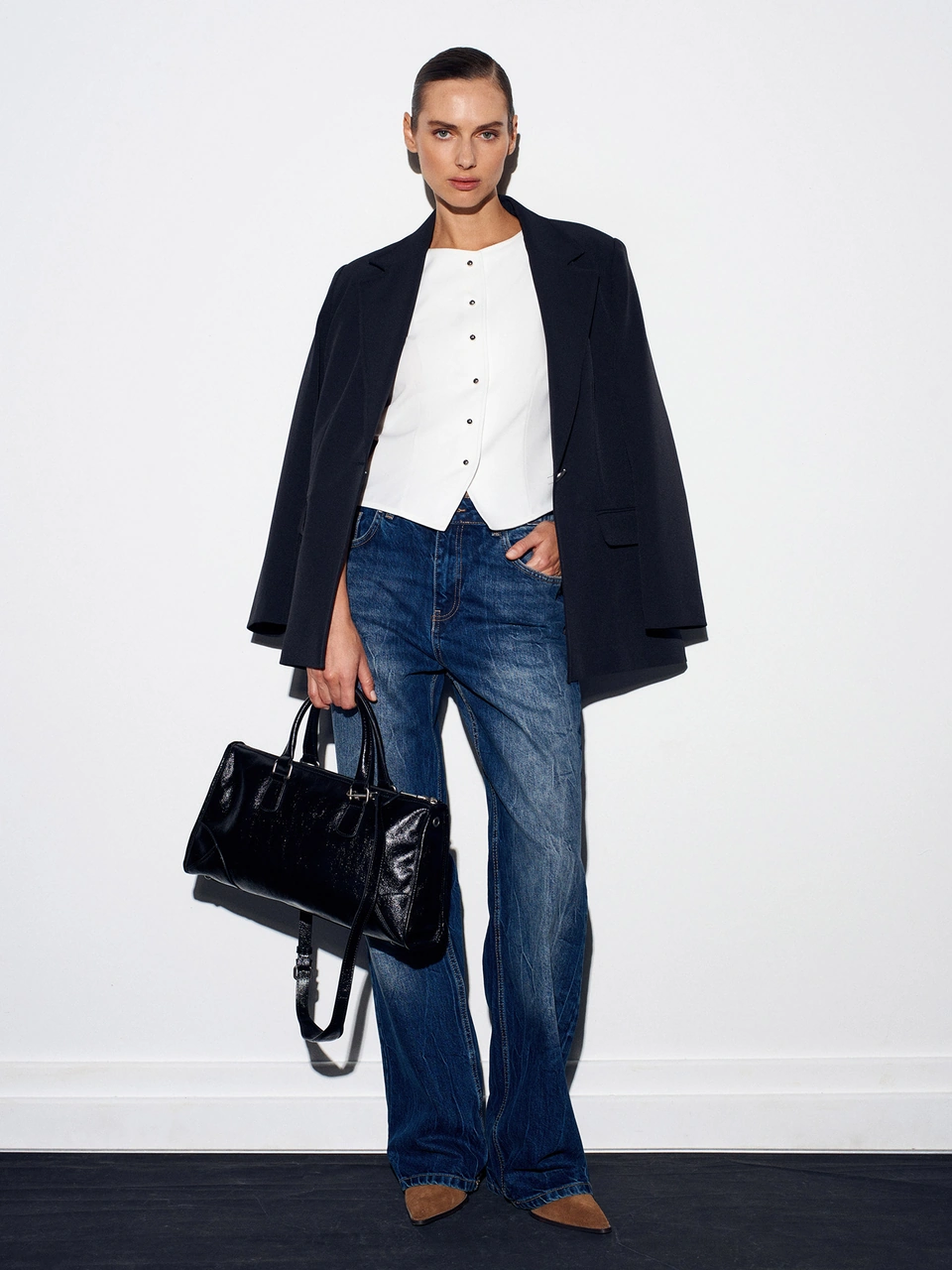 50528 Pens Detaylı Yelek-beyaz Beyaz