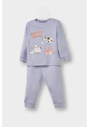 Defacto Kız Bebek 4lü Pijama Takımı Uzun Kollu Üst Uzun Alt F0638a525aupn114 Pembe-pn114