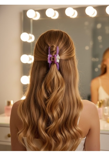 Claire's Çiçekli Mandal Toka Mor