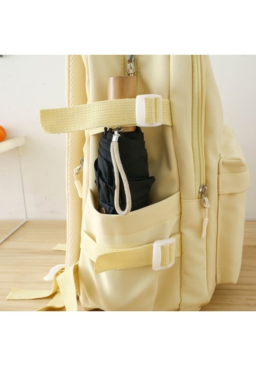 Relaxed High-end Moda Düz Renk Sırt Çantası 2024 Yeni Basit Büyük Kapasiteli Kız Sırt Çantası - Mavi Açık Mavi