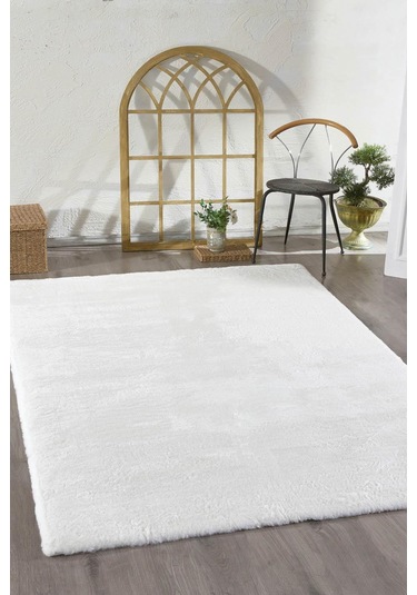 Jassrug Kürk Halı 80x120 Beyaz Beyaz Beyaz