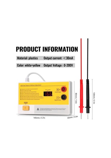 Moly Lcd Tv Led Arka Işık Test Cihazı, 0-200v, Plastik, 220v, Kırmızı, 145x85x35mm Kırmızı