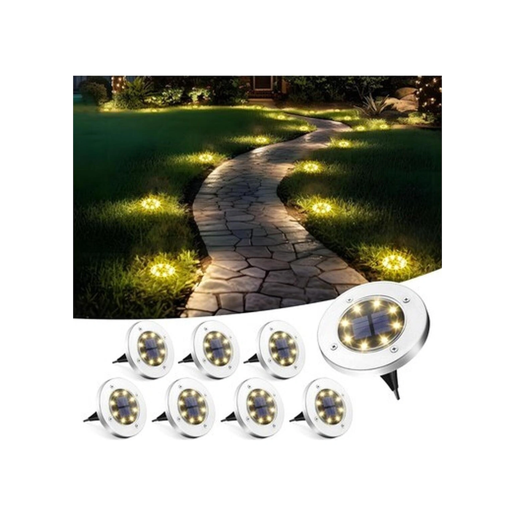 Solpex Güneş Enerjili Açık Hava Su Geçirmez Işıklar, Beyaz, 4 Adet Renkli