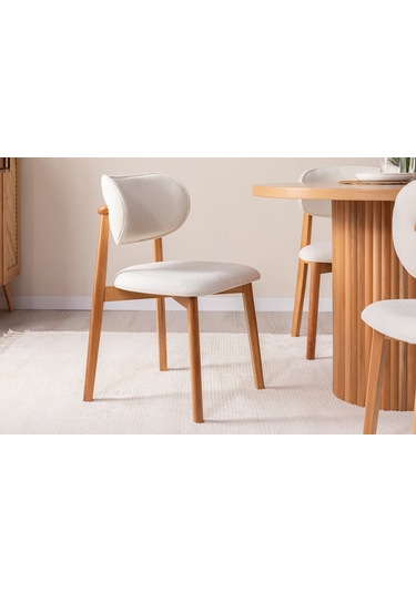 Boho İskandinav Natural Ahşap Masa Sandalye Takımı 90x90 Natural