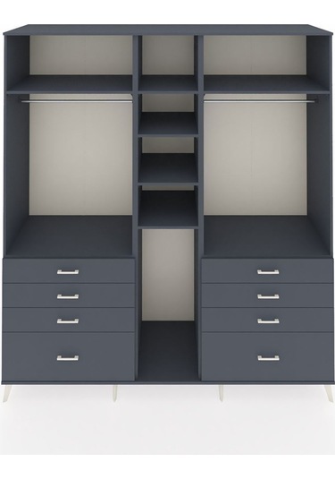 Kronos Dolap 8 Raflı 8 Çekmeceli 3 Askılı 220x59x243 Antrasit-antrasit/antrasit Antrasıt/antrasıt