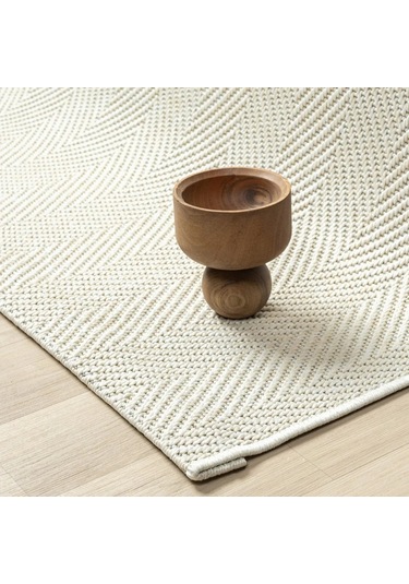 Krem Beyaz Kılçık Desenli Modern Halı - L665krbo Krem - Beyaz