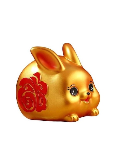 Opulentliving Çin Tarzı Şanslı Tavşan Para Bankası, 10x14x10cm, Seramik, Ev Ve Ofis Dekoru, Hediyelik 10cmx14cmx10cm