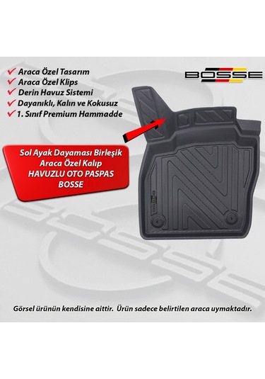 VW Polo Paspas Araca Özel 2018 - 2021 BOSSE 3D Havuzlu Oto Paspas