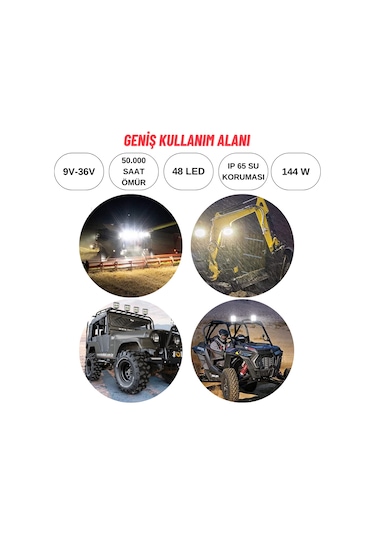 Off Road İş Makinesi Kamyon Traktör Projektör Çalışma Lambası