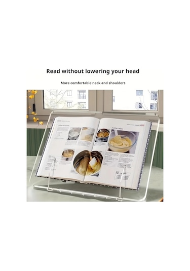 Topshop1 1 Adet Şeffaf Akrilik Kitap Standı 34 Cm X 24 Cm Ayarlanabilir Masaüstü Okuma Tutucu İpad Uyumlu Destek