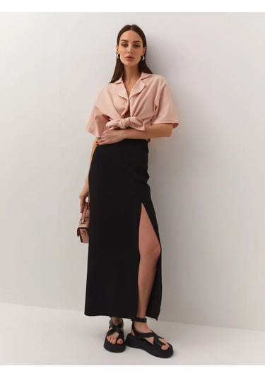 Enmoone Yırtmaçlı Maxi Etek 168225262 Siyah