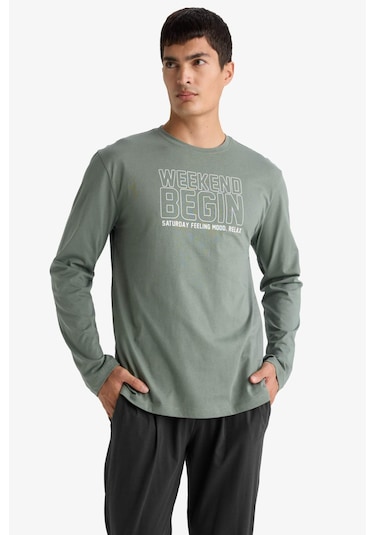 Defacto Pijama Takımı Regular Fit Baskılı Uzun Kollu Üst Uzun Alt D0940ax25aukh430 Haki Defacto Pijama Takımı Regular Fit Baskılı Uzun Kollu Üst Uzun Alt D0940ax25aukh430 Haki