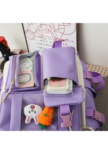 Pasifix Büyük Kapasiteli Okul Çantası Seti 4 Parça Mor