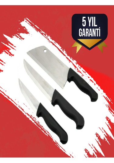 Satırlı Bıçak Seti 3'lü Siyah