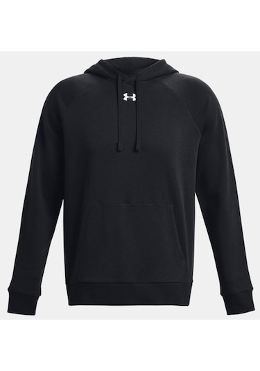 Erkek UA Rival Fleece Kapüşonlu Üst 1379757-001 Siyah - Beyaz