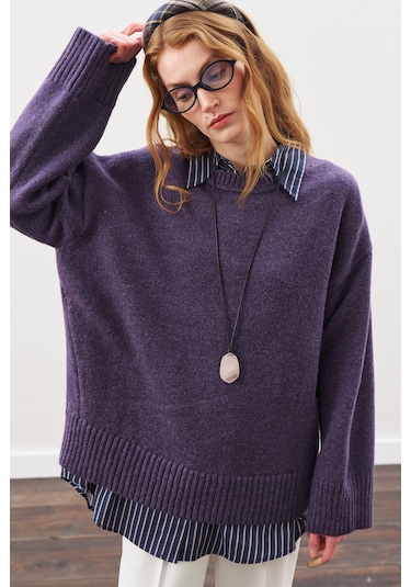 Chunky Oversıze Kazak Mor Mor