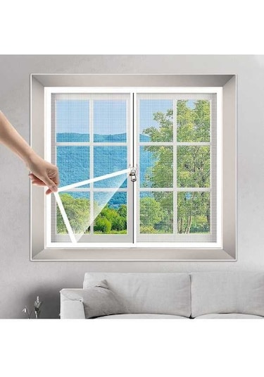 Ebitda Pratik Sivrisinek Fermuarlı Pencere Sineklik Beyaz 70x100cm, Kendinden Yapışkanlı Kullanım