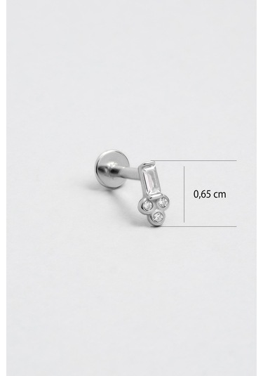 Baget Kesim 18 Ayar Beyaz Altın Kaplama Gümüş Tragus-helix Piercing Beyaz