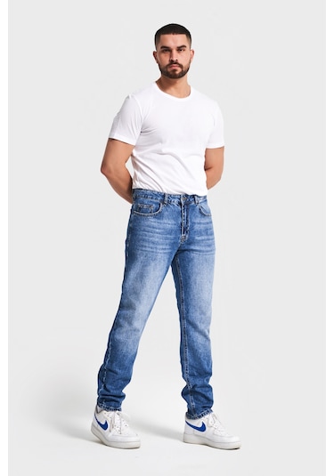 Itsbasic Erkek Kot Rengi Slim Fit Likralı Kumaş Denim Mavi