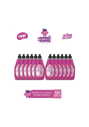 Miss Bulaşık Deterjanı Bubble Gum 12 x 500 ML