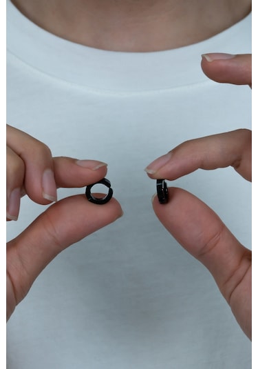 Sıkıştırmalı Erkek Çelik Küpe Kalın 6 MM Deliksiz Kulaklara Mse2