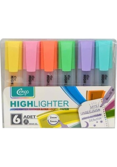 Cengo 6lı Fosforlu Kalem Pastel Renkler Cgo-122 Çok Renkli