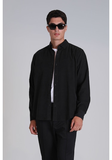 Lufian Water Erkek Basic Gömlek Slim Fit Antrasit Antrasit 112010664100110 Antrasit