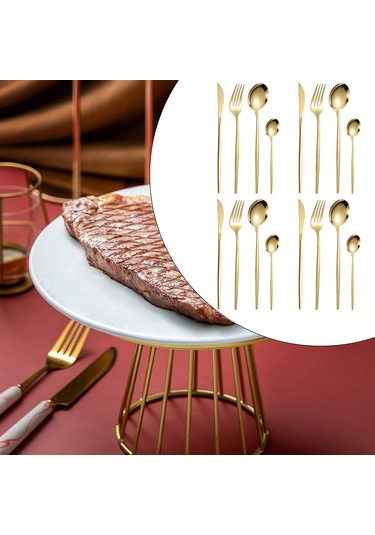 Suntek Mutfak Çatal Bıçak Takımı Çok Altın-16-adet