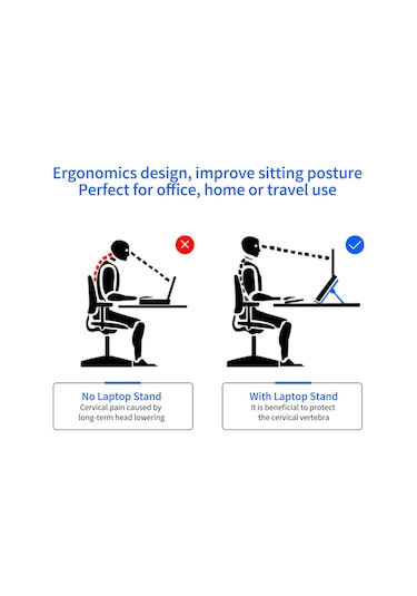 Kosona Laptop Ve Telefon Tutucu İle 8 Seviye Ayarı, Soğutma Ve Yüksekliği Artıran Plastik Çevirilebilir Kollu Siyah Stand