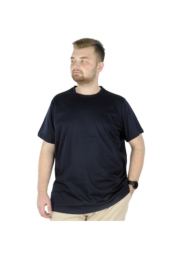 Mode Xl Büyük Beden Erkek Tshirt Bisiklet Yaka Basic 20031 Lacivert 001