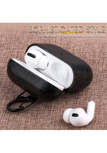 Airpods Uyumlu Pro 2. Nesil Lüx Deri Suni Deri Kılıf 360 Koruma+kanca Siyah
