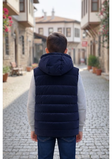 Pina Kids Erkek Çocuk Kapüşonlu Şişme Yelek Lacivert
