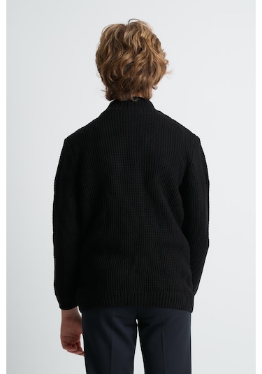 Alexandergardı Fermuarlı Dik Yaka Hırka Siyah