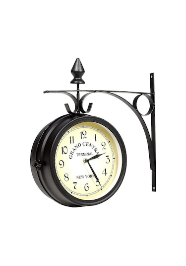 Duvar Saati Ferforje Bahçe Saati İstasyon Saati Çift Taraflı El Yapımı Grand Central Terminal New York Diğer
