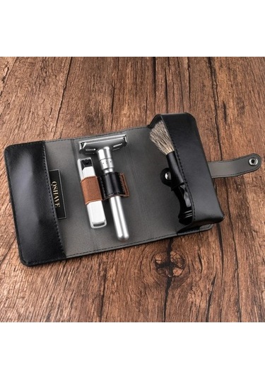 Joyhub Siyah Qshave Tıraş Seti, Seyahat Çantası, Islak Tıraş Makinesi Ve Fırçası, Erkek Hediyesi Tıraş Makinesi Yedek Başlığı Siyah R941pt