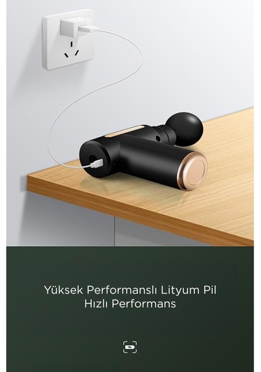 Torima Bx-720 Siyah Darbeli Titreşimli Şarjlı Sporcu Masaj Tabancası Masaj Aleti Kas Egzersiz Aleti Siyah