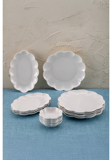 Emsan Gonca 14 Parça 6 Kişilik Kahvaltı Takımı Beyaz