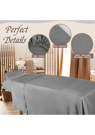 Fochsia Beyaz 3 Parça Masaj Yatağı Nevresim Takımı Yüz Örtüsü Çarşaf Ve Yastık Kılıfı Spa Kuaför Altın