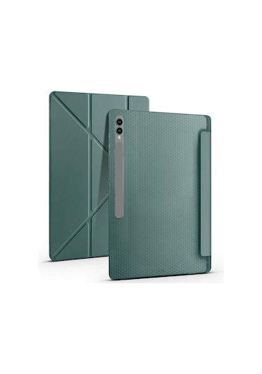 Galaxy Tab S9 Ultra Kılıf Uyumlu Zore Tri Folding Kalem Bölmeli Standlı Kılıf-rose Gold Tablet Kılıfı