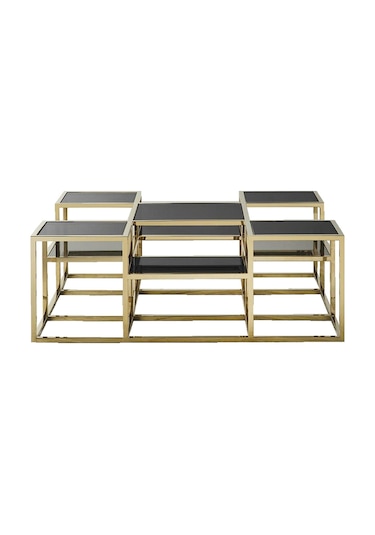 Waleska Gold Metal&cam Orta Sehpa
