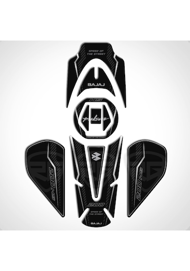 Redline Grafik Bajaj Pulsar Tank Pad Set Dark Carbon Serisi Siyah