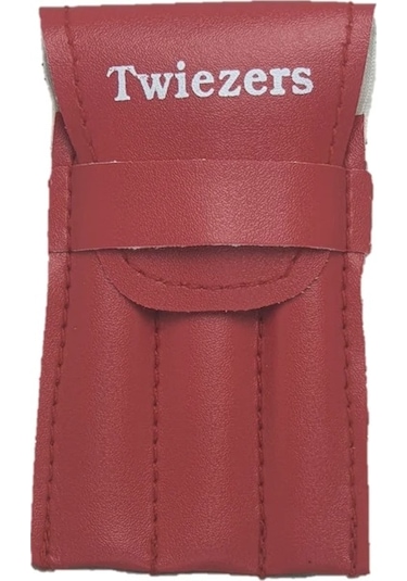 Twiezers Twzset3221 Deri Çantalı 3'lü Paslanmaz Çelik Cımbız Seti - Kırmızı/kırmızı