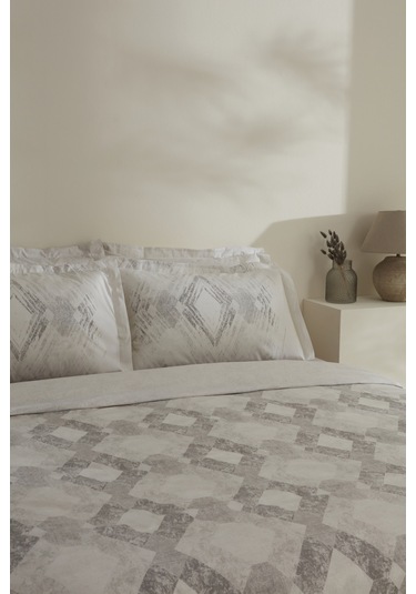 Karaca Home Chain %100 Pamuk 120 Tel Çift Kişilik Saten Nevresim Takımı Gri Gri