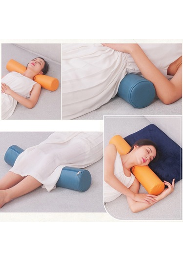 Geeksen Yastık Boyun Ve Bel Ağrısı İçin Hafıza Köpüğü Silindir Yastık - Yıkanabilir Kılıflı Koyu Gri