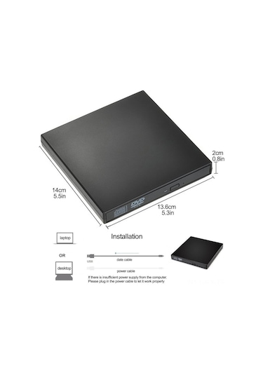Kangvka Usb 2.0 Dışarıdaki Cd-rw Sürücü - Driyevesiz Dvd/cd Okuyucu Oynatıcı, Siyah, Taşınabilir Bilgisayar Ve Masaüstü İçin