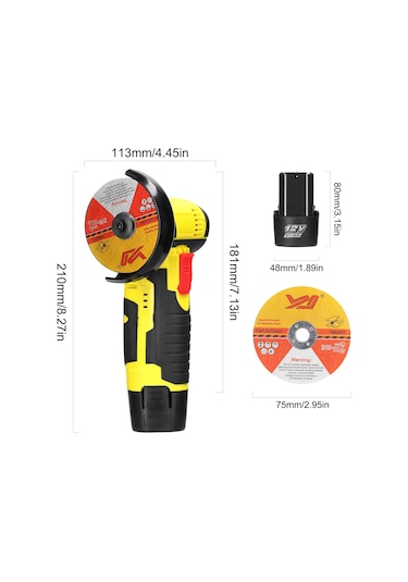 Symbee 12v Şarjlı Taşınabilir Avuç Taşlama - Ahşap, Metal, Taş Kesme Ve Parlatma İçin 2 Disk Hediyeli
